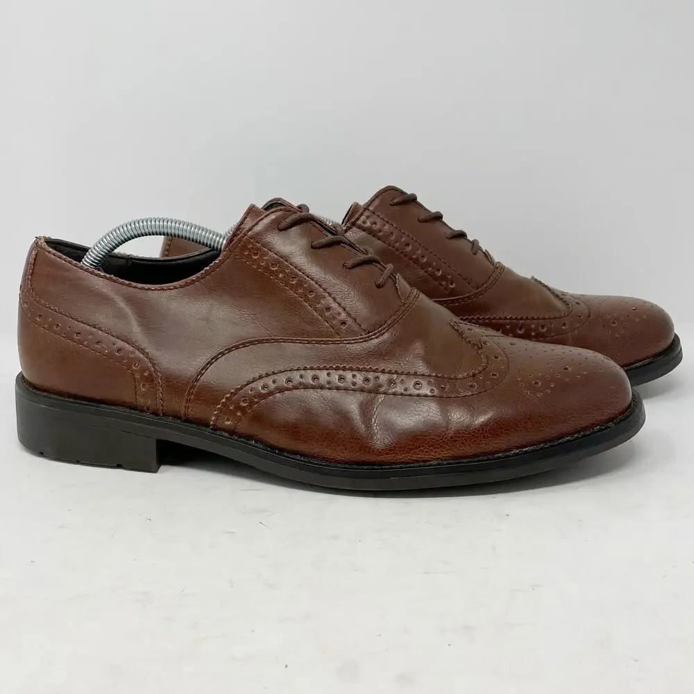 Dexter Comfort Brown Faux Leather Wingtip Oxfords Mens Size 12